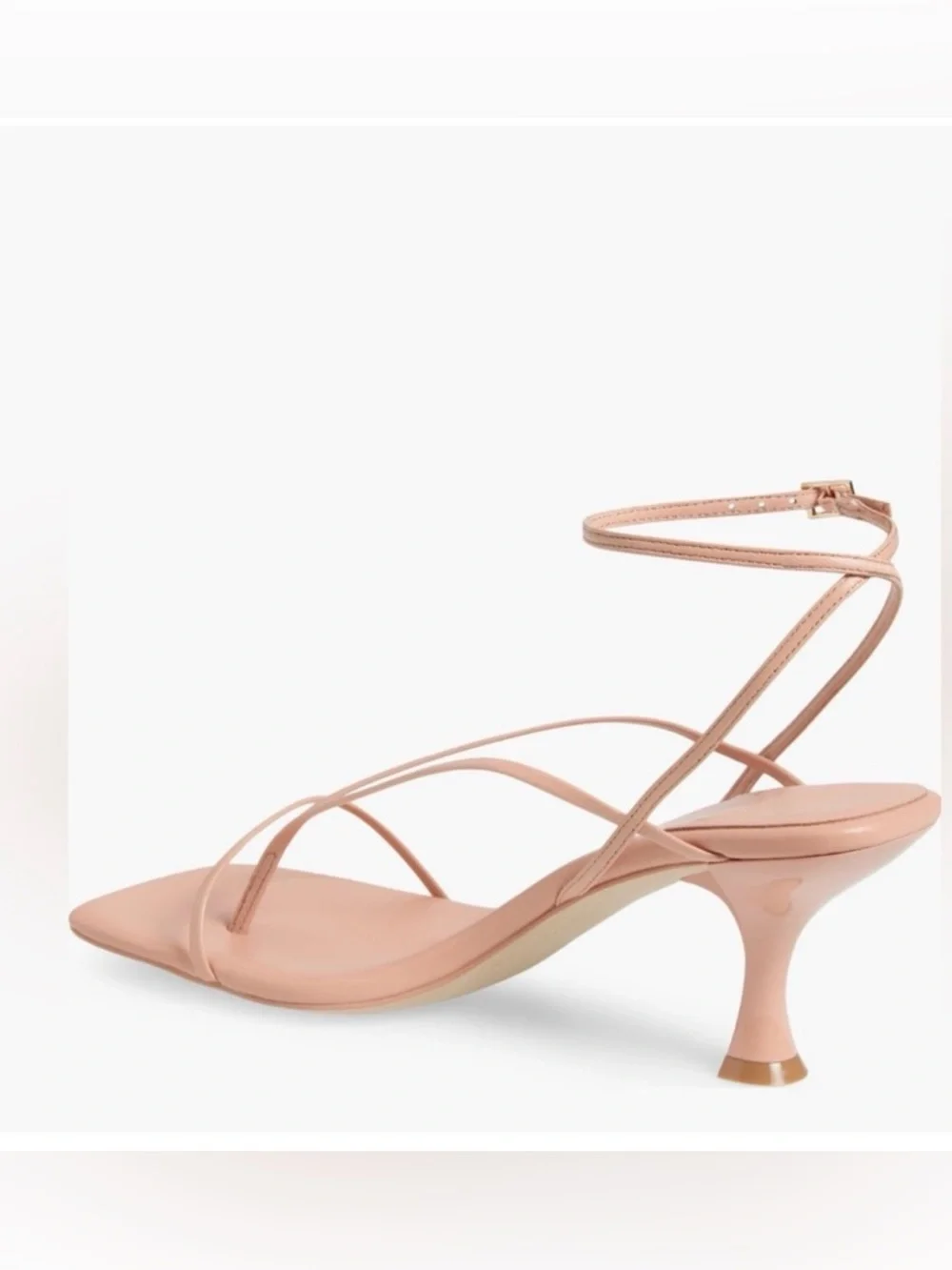 Jeffrey Campbell FLUXX Strappy Ankle-Tie thong Sandal in Nude Pink kitten heels